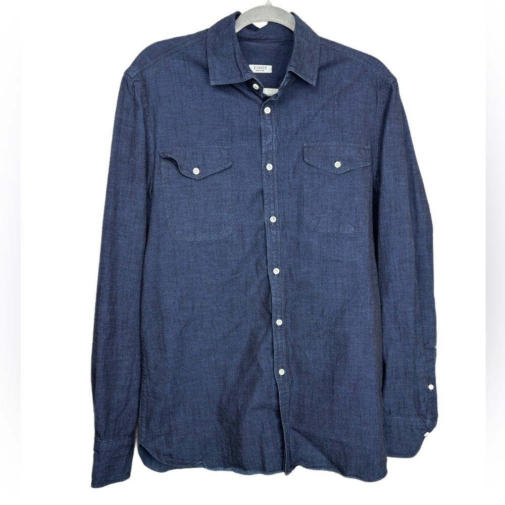 Men's Eidos Indigo Button Up Shirt Medium